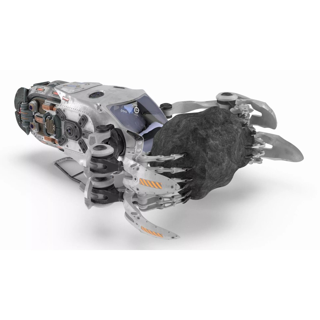 Spaceship Loader 3D Model – Rigged Cargo Vehicle with Asteroid for Animation - View 15