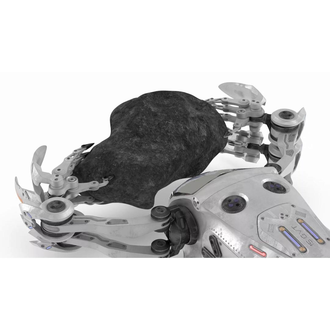 Spaceship Loader 3D Model – Rigged Cargo Vehicle with Asteroid for Animation - View 17