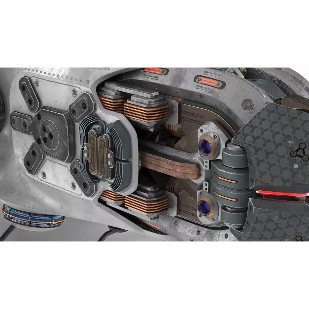 Spaceship Loader 3D Model – Rigged Cargo Vehicle with Asteroid for Animation - View 18