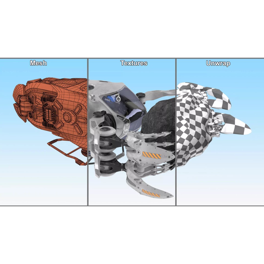 Spaceship Loader 3D Model – Rigged Cargo Vehicle with Asteroid for Animation - View 19