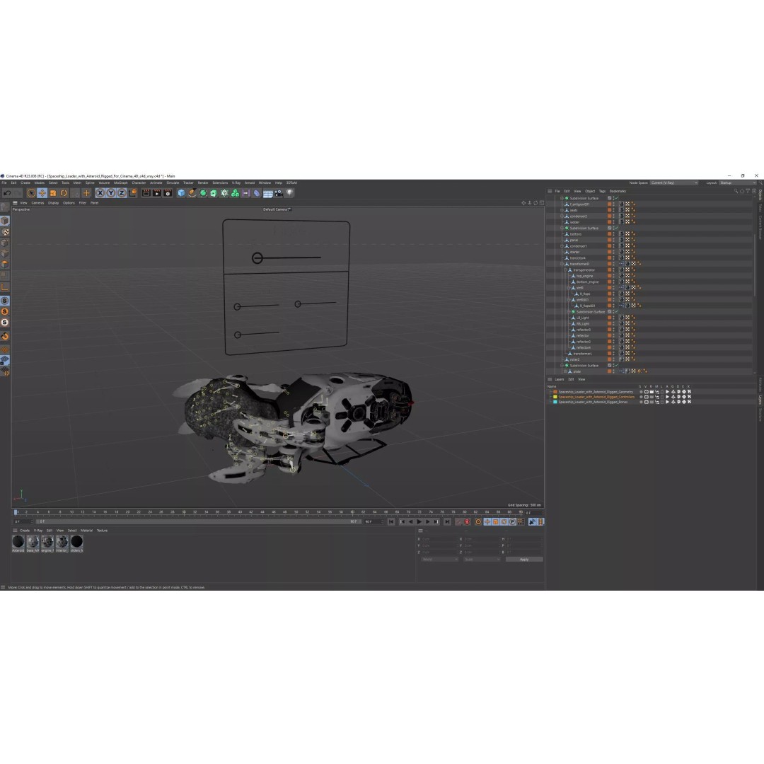 Spaceship Loader 3D Model – Rigged Cargo Vehicle with Asteroid for Animation - View 22