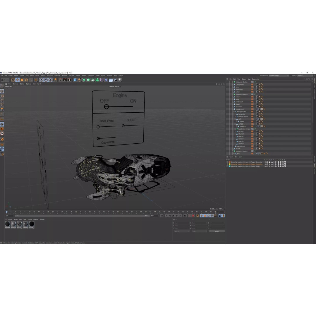 Spaceship Loader 3D Model – Rigged Cargo Vehicle with Asteroid for Animation - View 23