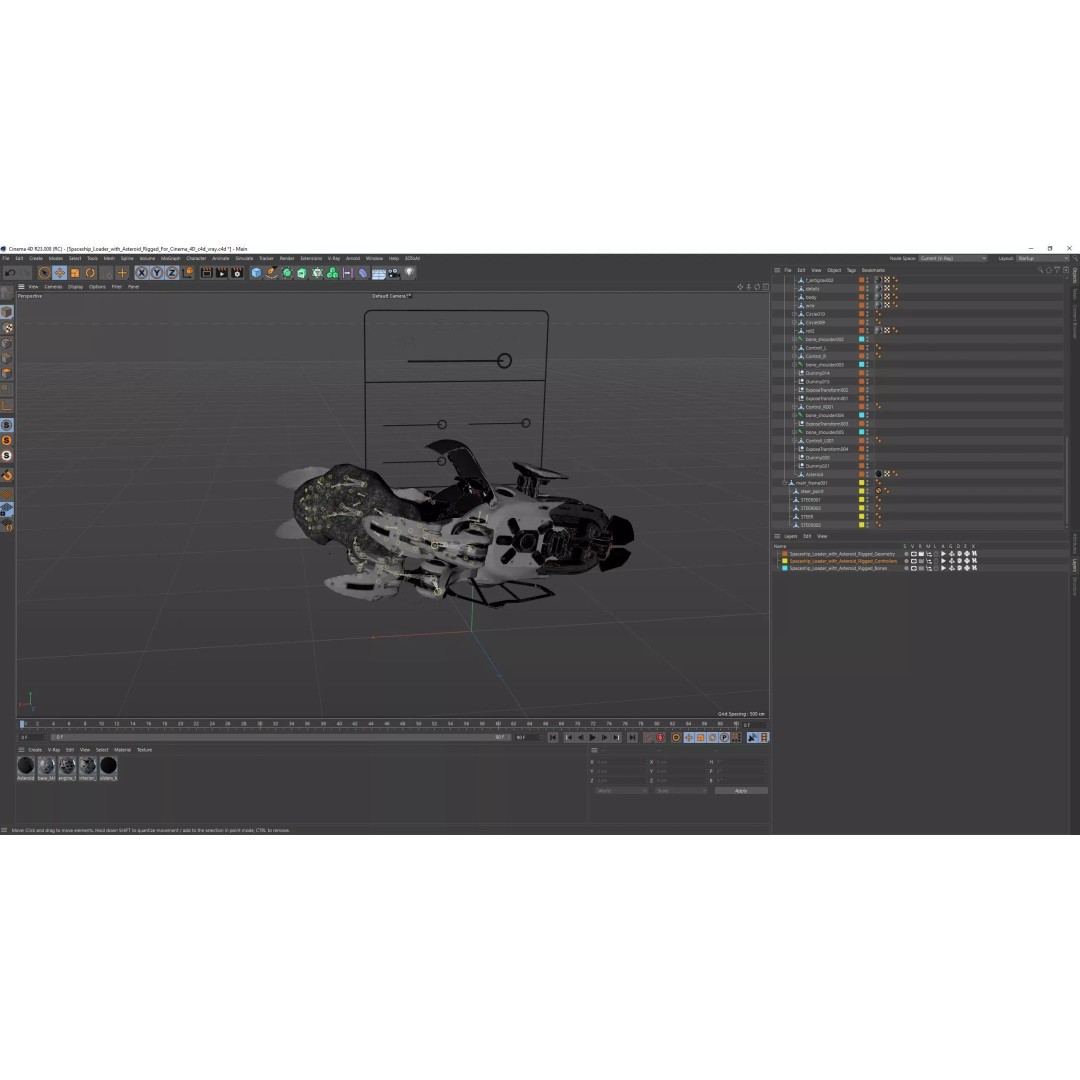 Spaceship Loader 3D Model – Rigged Cargo Vehicle with Asteroid for Animation - View 24