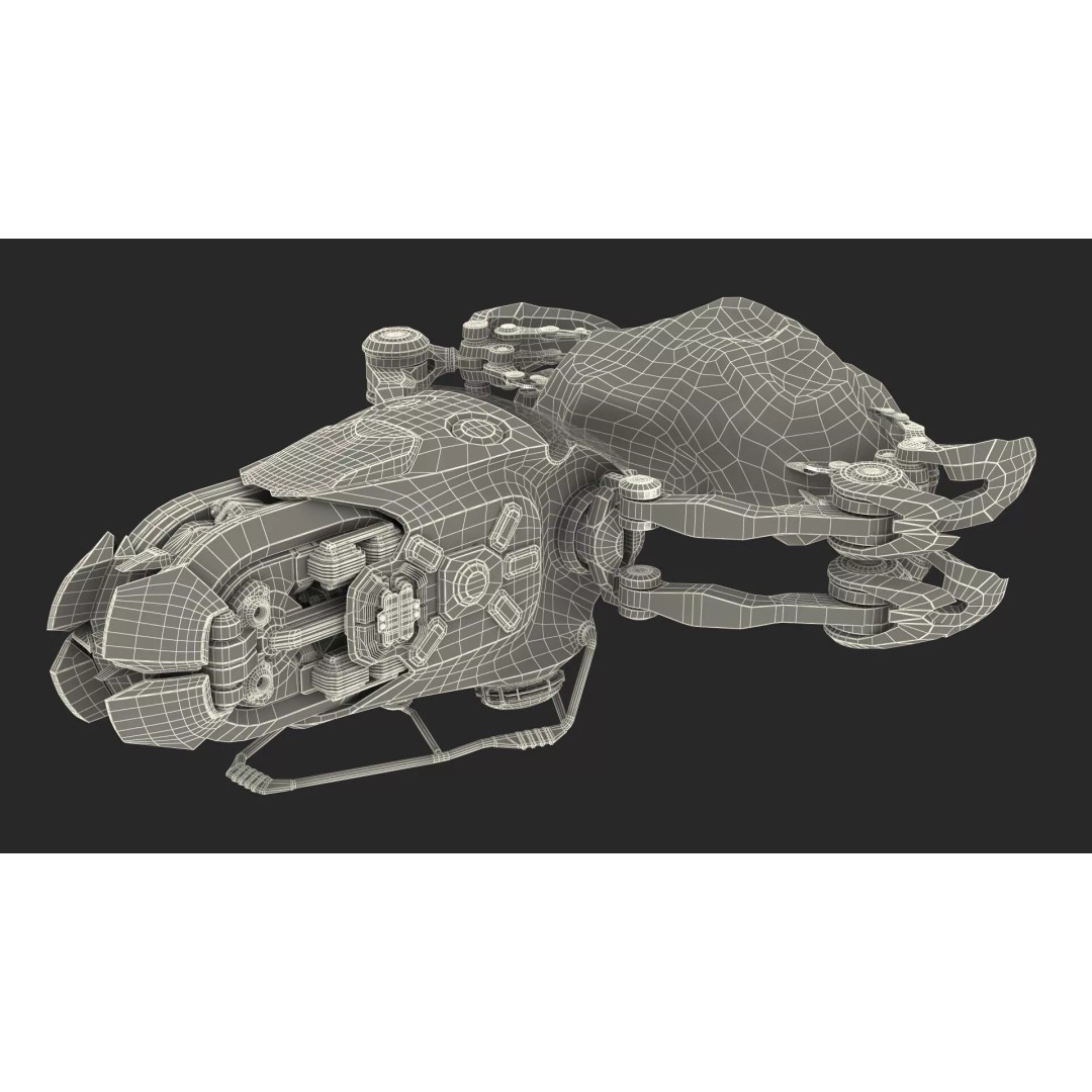 Spaceship Loader 3D Model – Rigged Cargo Vehicle with Asteroid for Animation - View 32
