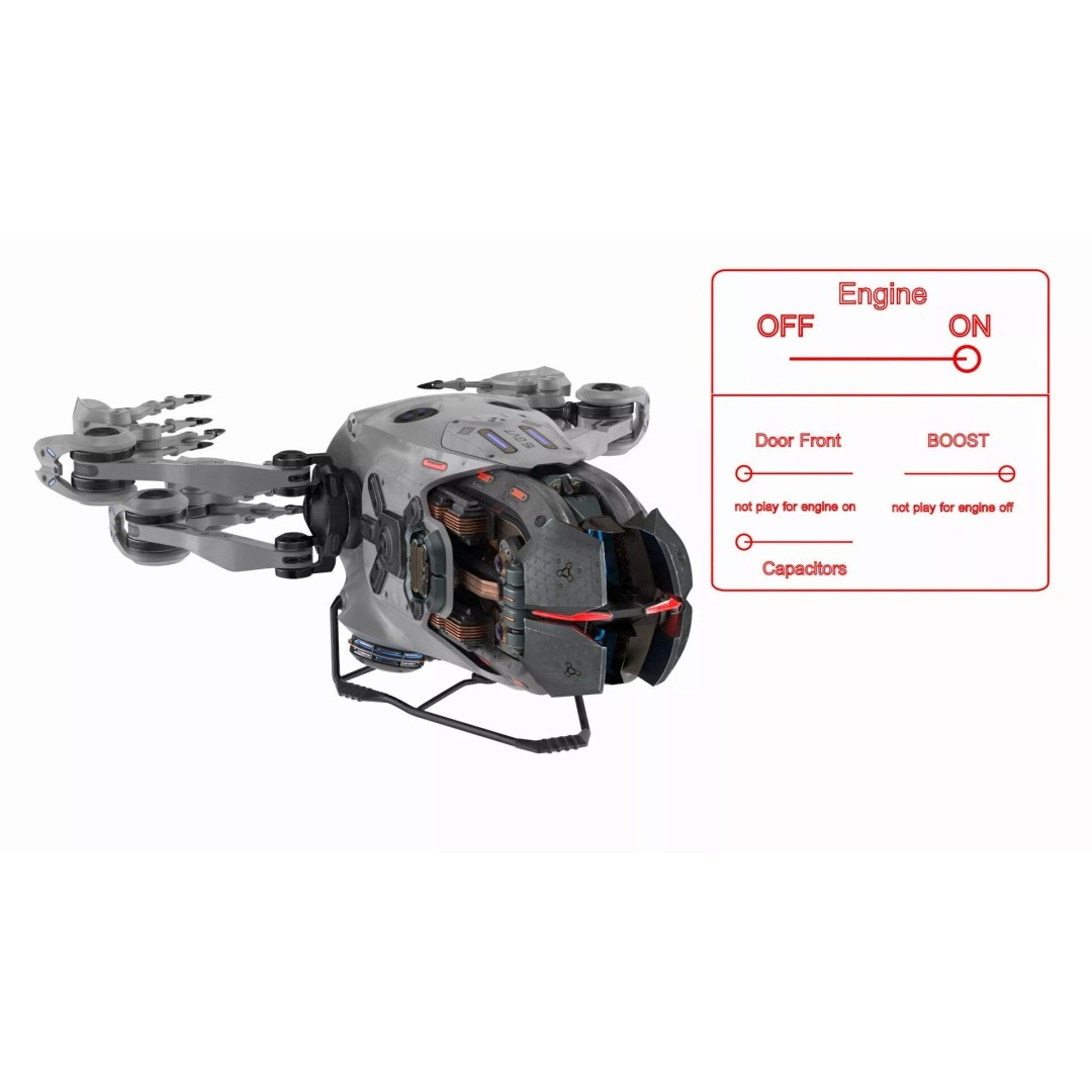 Spaceship Loader 3D Model – Rigged Cargo Vehicle with Asteroid for Animation - View 7