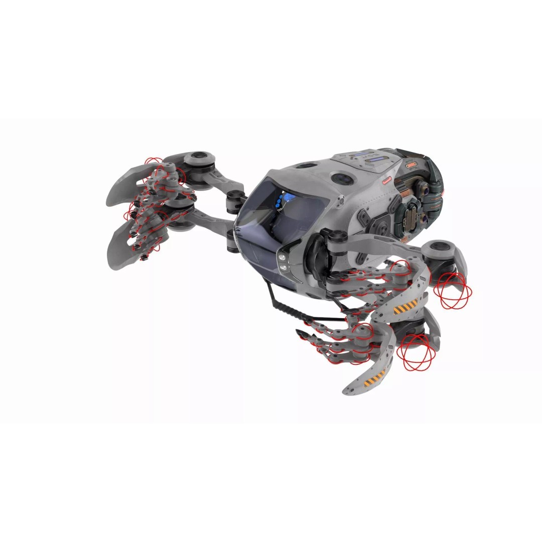 Spaceship Loader 3D Model – Rigged Cargo Vehicle with Asteroid for Animation - View 9