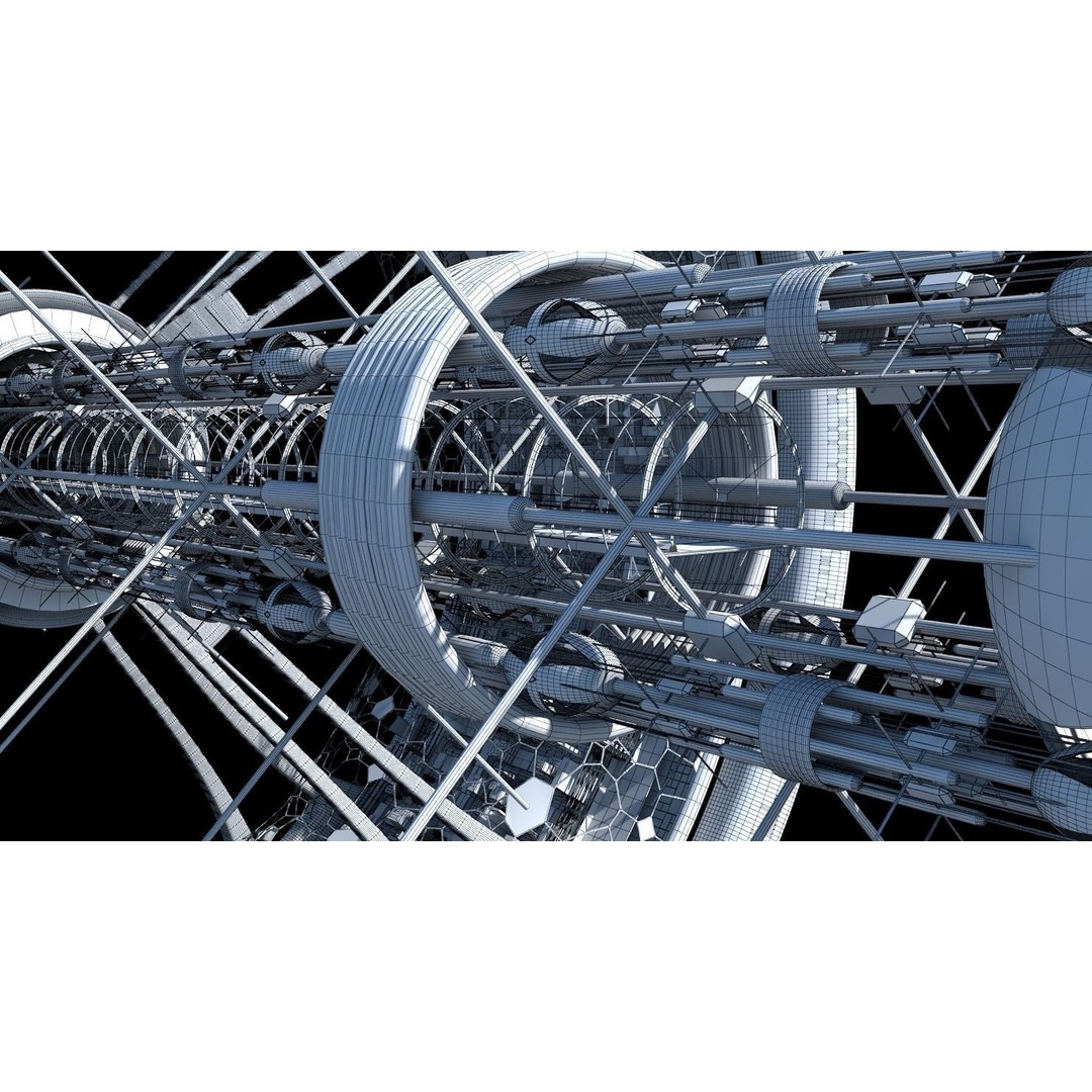 Futuristic Space Colony 3D Model – Animated Sci-Fi Station, FBX