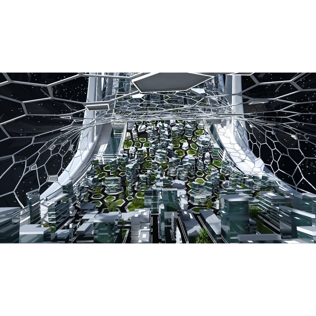 Futuristic Space Colony 3D Model – Animated Sci-Fi Station, FBX - View 14