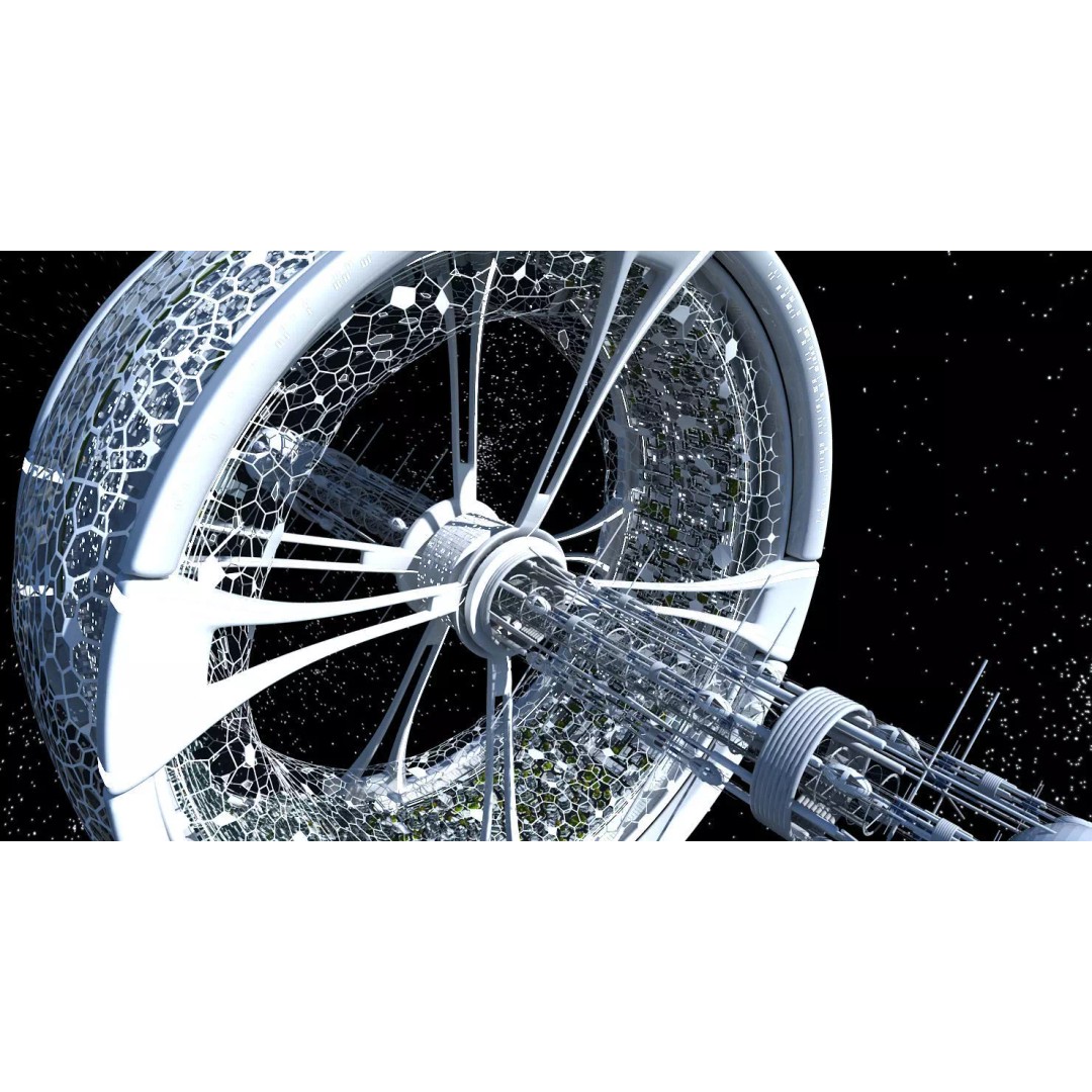 Futuristic Space Colony 3D Model – Animated Sci-Fi Station, FBX - View 2