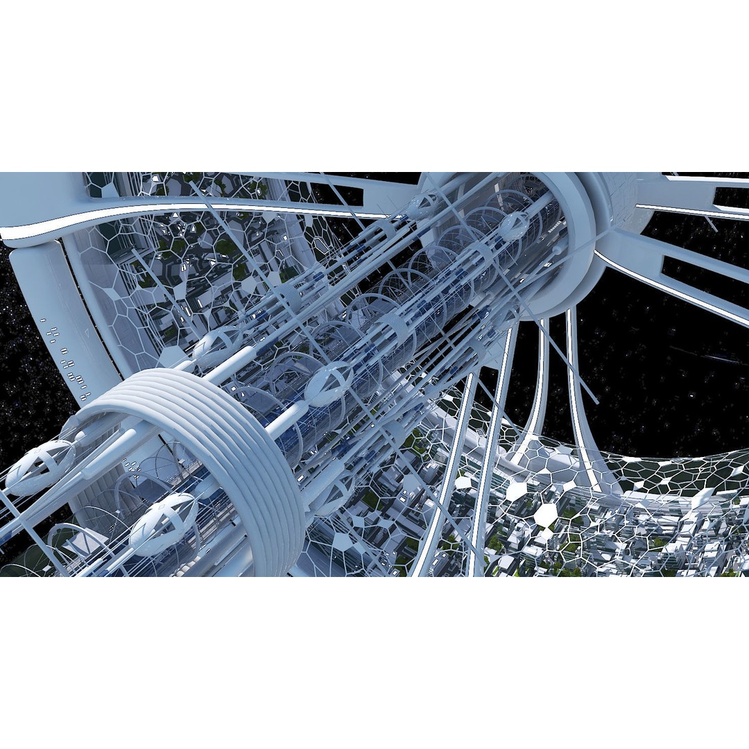 Futuristic Space Colony 3D Model – Animated Sci-Fi Station, FBX - View 3