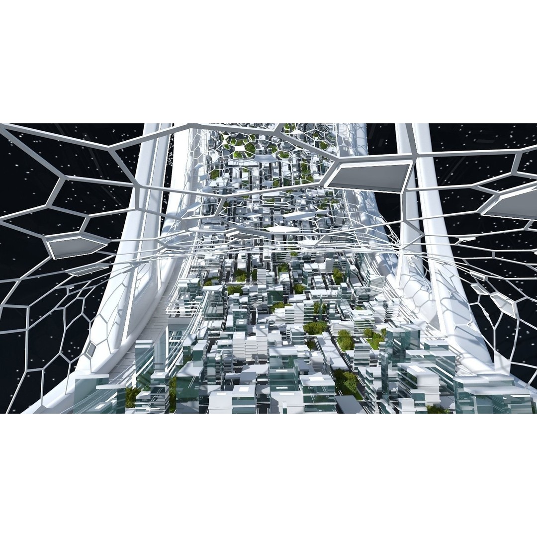 Futuristic Space Colony 3D Model – Animated Sci-Fi Station, FBX - View 4
