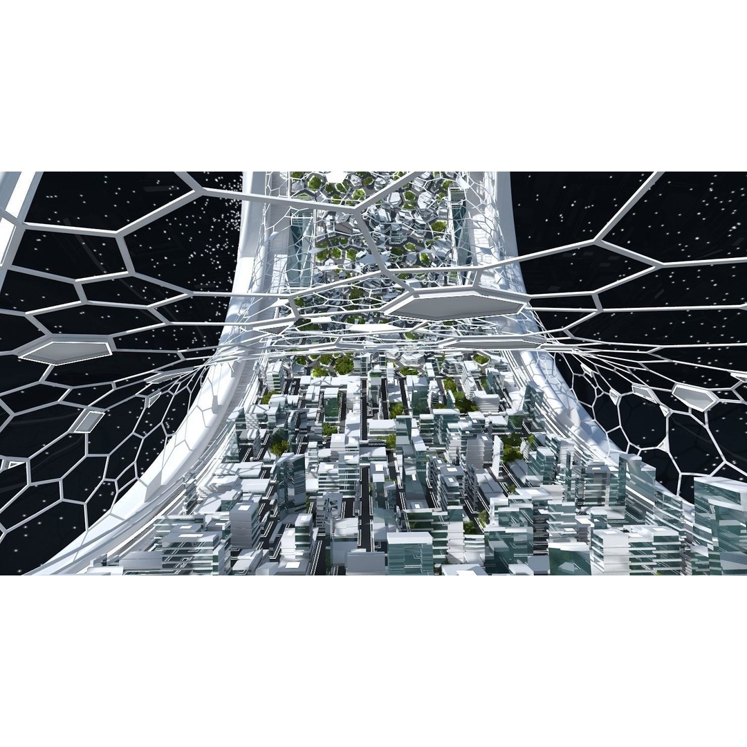 Futuristic Space Colony 3D Model – Animated Sci-Fi Station, FBX - View 5