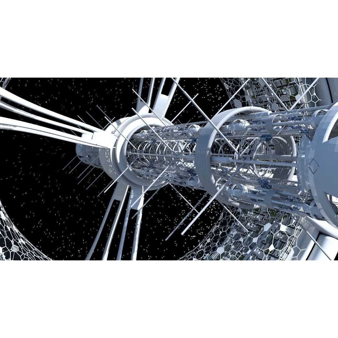 Futuristic Space Colony 3D Model – Animated Sci-Fi Station, FBX - View 6