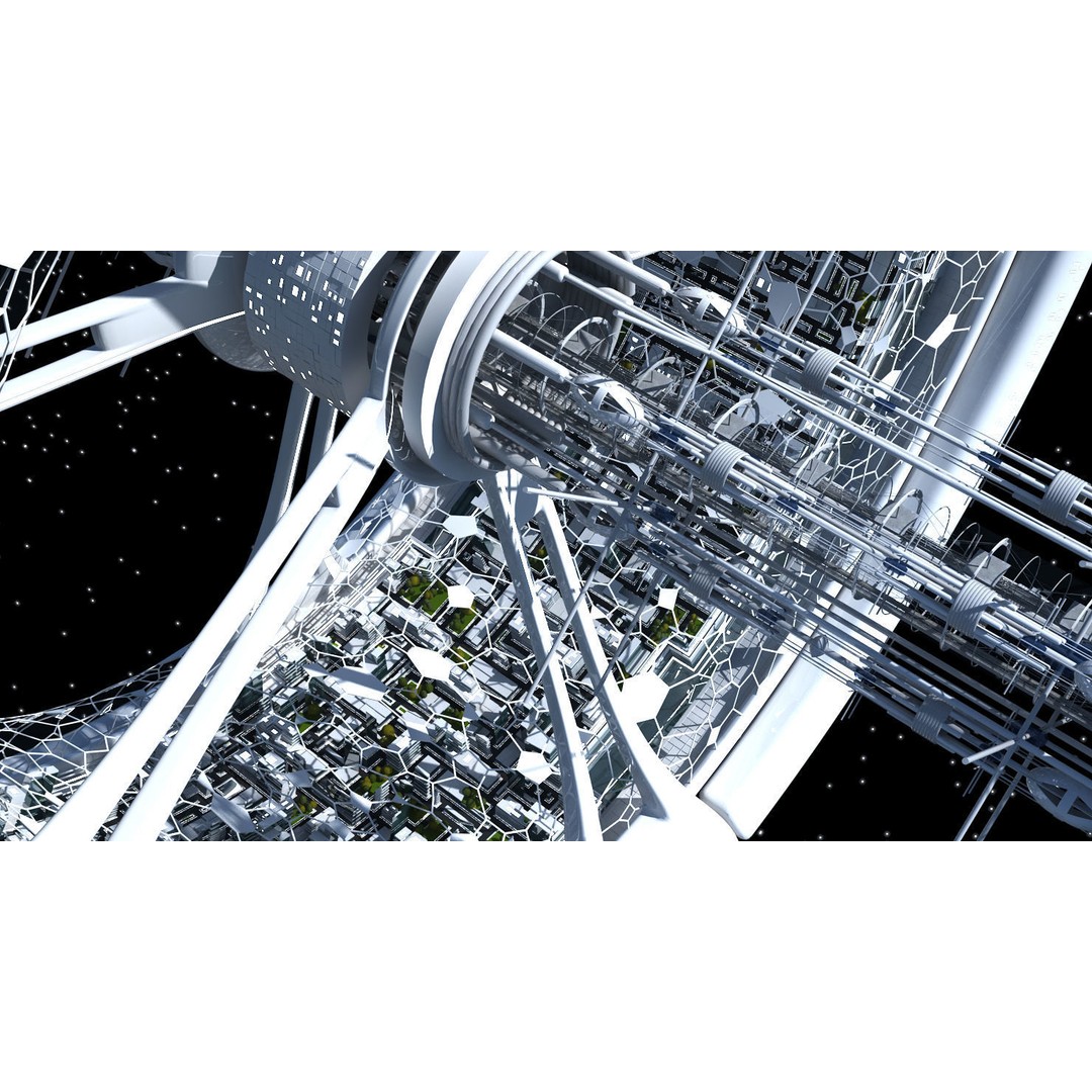 Futuristic Space Colony 3D Model – Animated Sci-Fi Station, FBX - View 9
