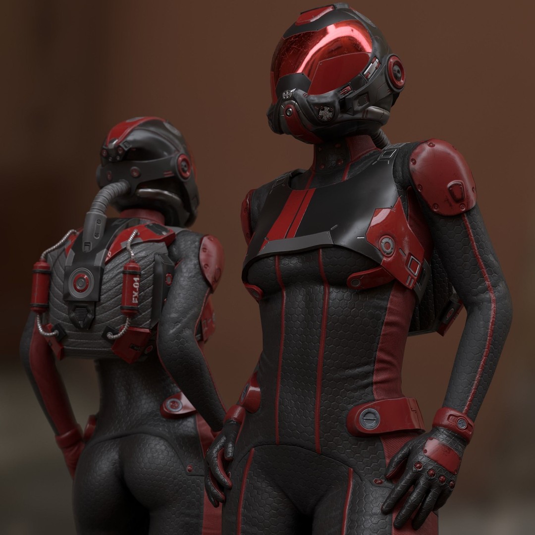 FX01 Female Sci-Fi Suit 3D Model – Low Poly Rigged Character, FBX - View 15