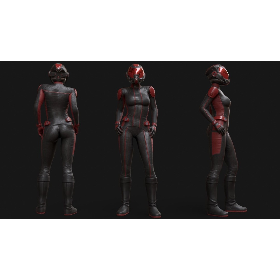 FX01 Female Sci-Fi Suit 3D Model – Low Poly Rigged Character, FBX - View 16