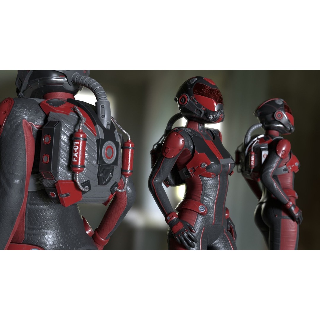 FX01 Female Sci-Fi Suit 3D Model – Low Poly Rigged Character, FBX - View 18