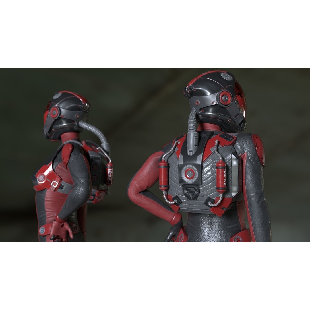 FX01 Female Sci-Fi Suit 3D Model – Low Poly Rigged Character, FBX - View 19