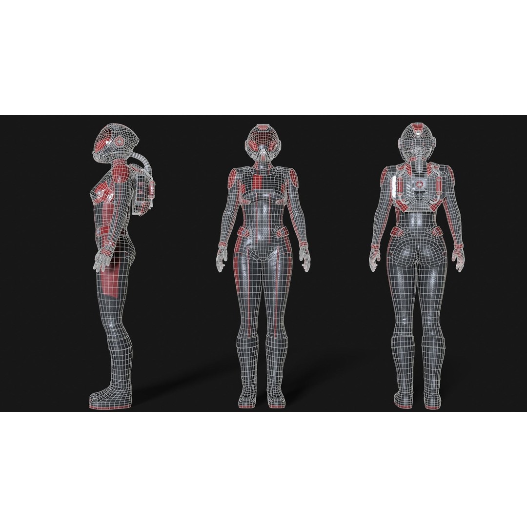 FX01 Female Sci-Fi Suit 3D Model – Low Poly Rigged Character, FBX - View 22