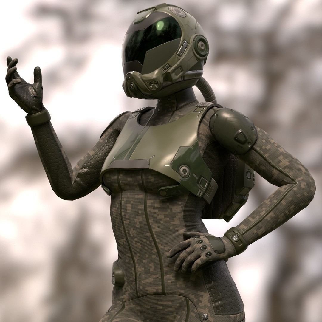 FX01 Female Sci-Fi Suit 3D Model – Low Poly Rigged Character, FBX - View 23