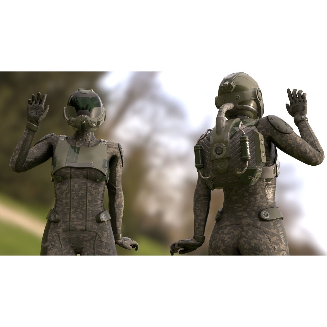 FX01 Female Sci-Fi Suit 3D Model – Low Poly Rigged Character, FBX - View 25