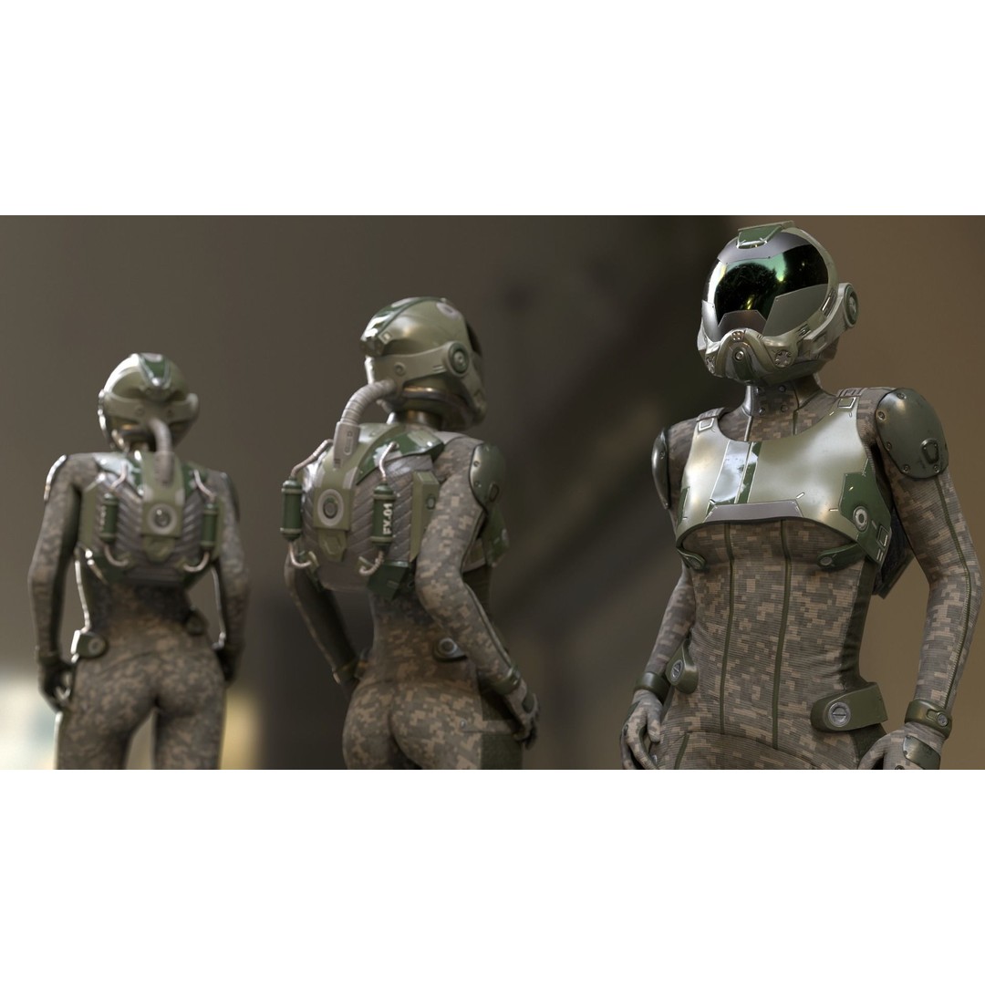 FX01 Female Sci-Fi Suit 3D Model – Low Poly Rigged Character, FBX - View 26