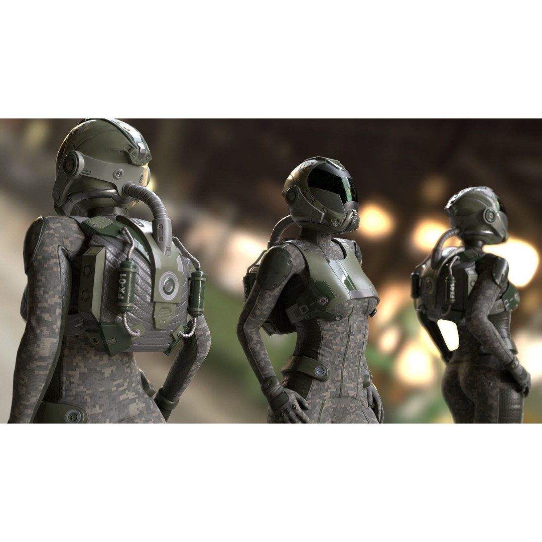 FX01 Female Sci-Fi Suit 3D Model – Low Poly Rigged Character, FBX - View 27