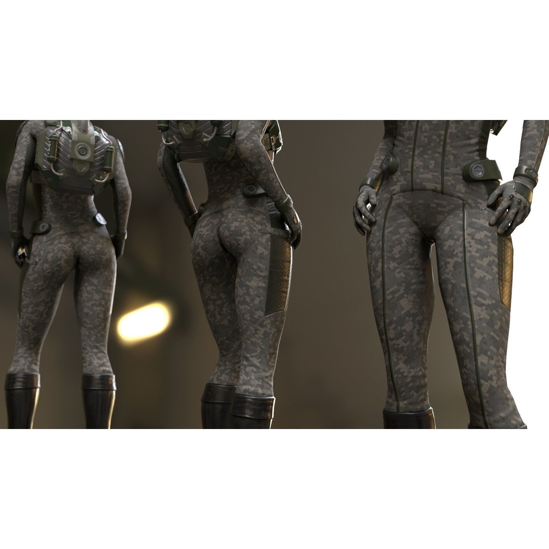 FX01 Female Sci-Fi Suit 3D Model – Low Poly Rigged Character, FBX - View 28