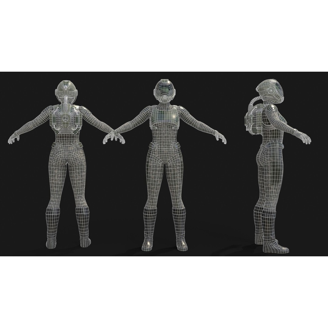 FX01 Female Sci-Fi Suit 3D Model – Low Poly Rigged Character, FBX - View 31