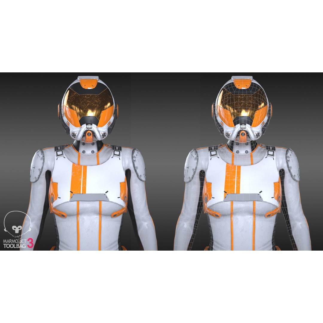 FX01 Female Sci-Fi Suit 3D Model – Low Poly Rigged Character, FBX - View 4