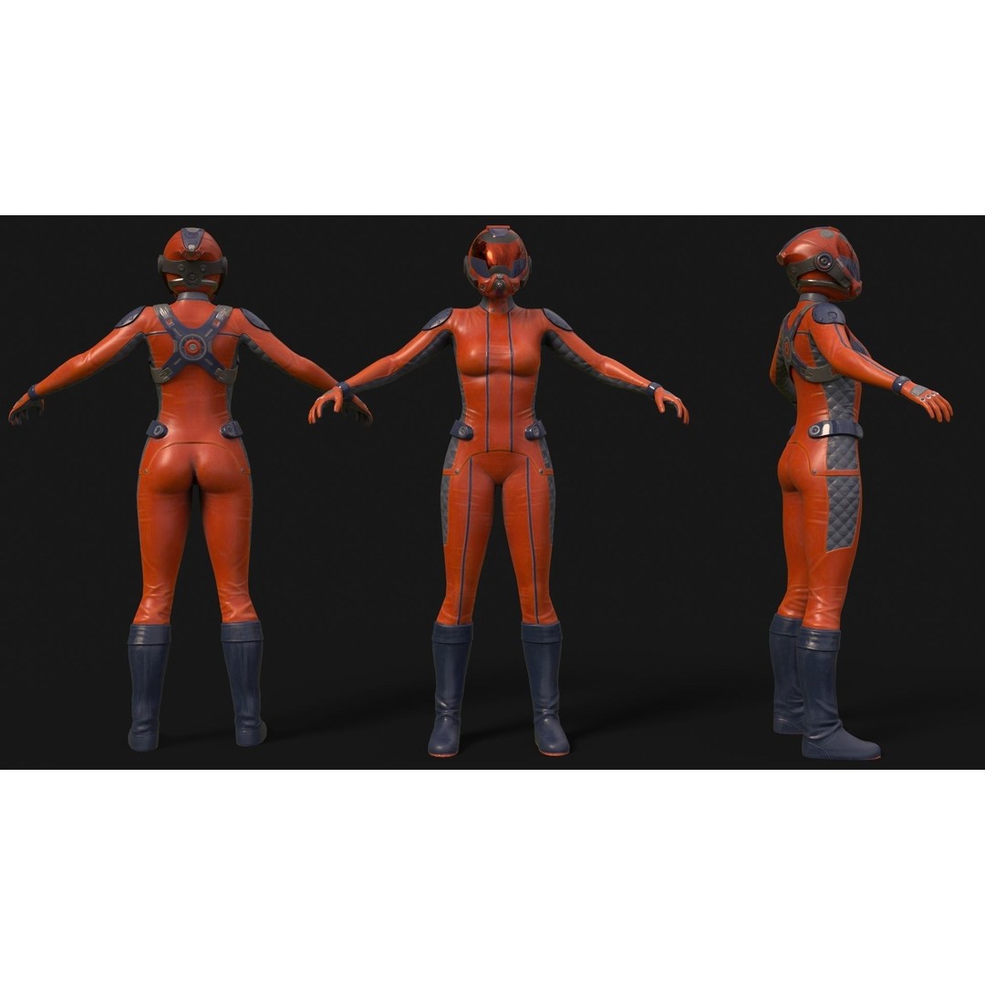 FX01 Female Sci-Fi Suit 3D Model – Low Poly Rigged Character, FBX - View 41