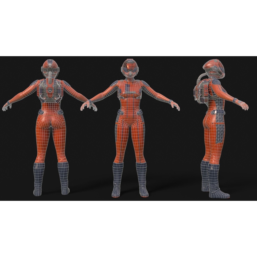 FX01 Female Sci-Fi Suit 3D Model – Low Poly Rigged Character, FBX - View 42