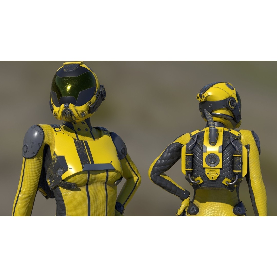 FX01 Female Sci-Fi Suit 3D Model – Low Poly Rigged Character, FBX - View 45
