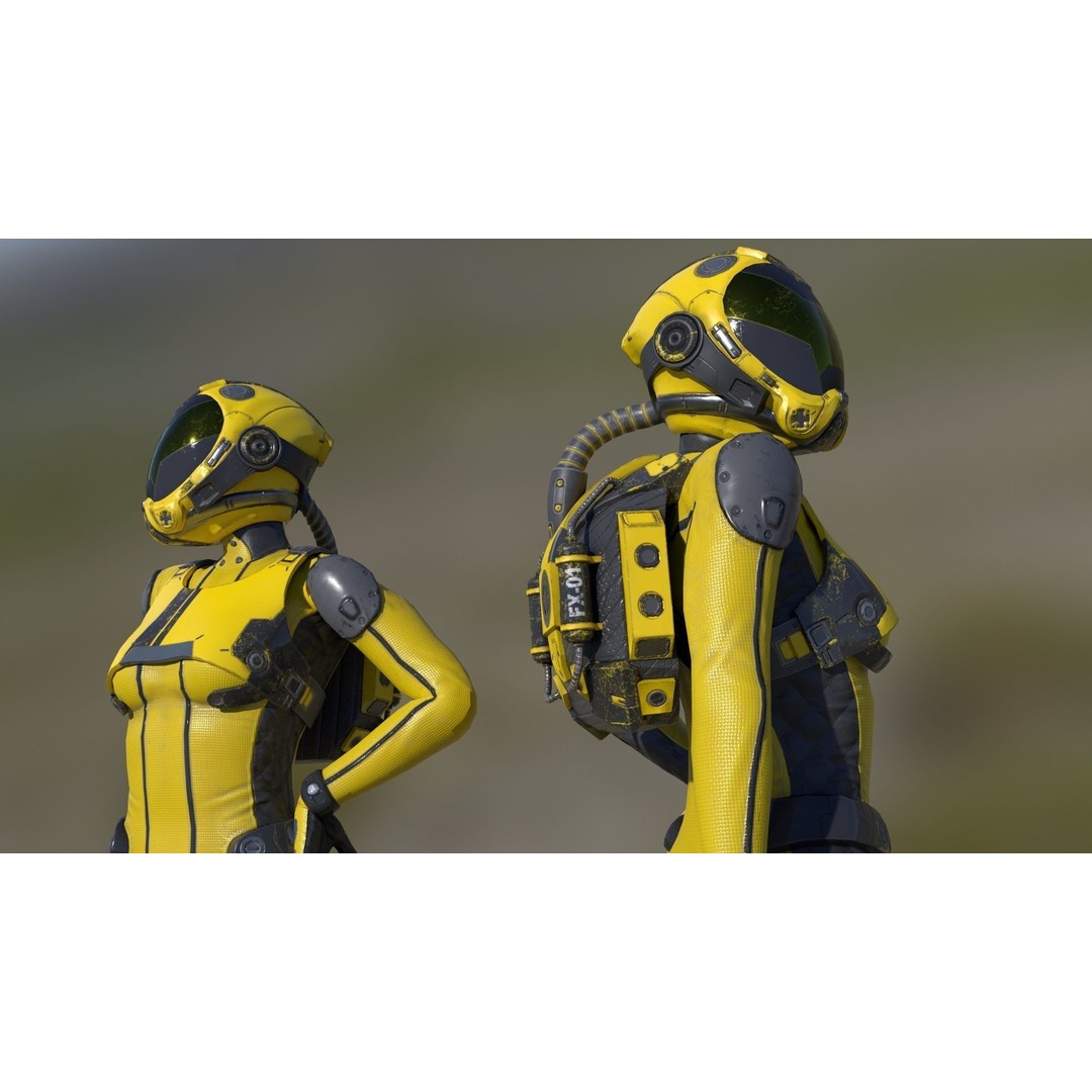 FX01 Female Sci-Fi Suit 3D Model – Low Poly Rigged Character, FBX - View 46