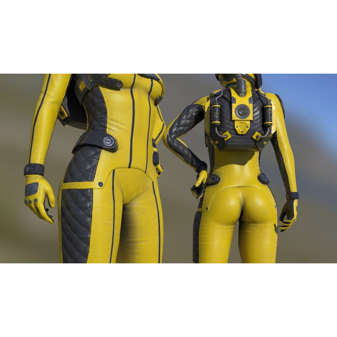 FX01 Female Sci-Fi Suit 3D Model – Low Poly Rigged Character, FBX - View 47