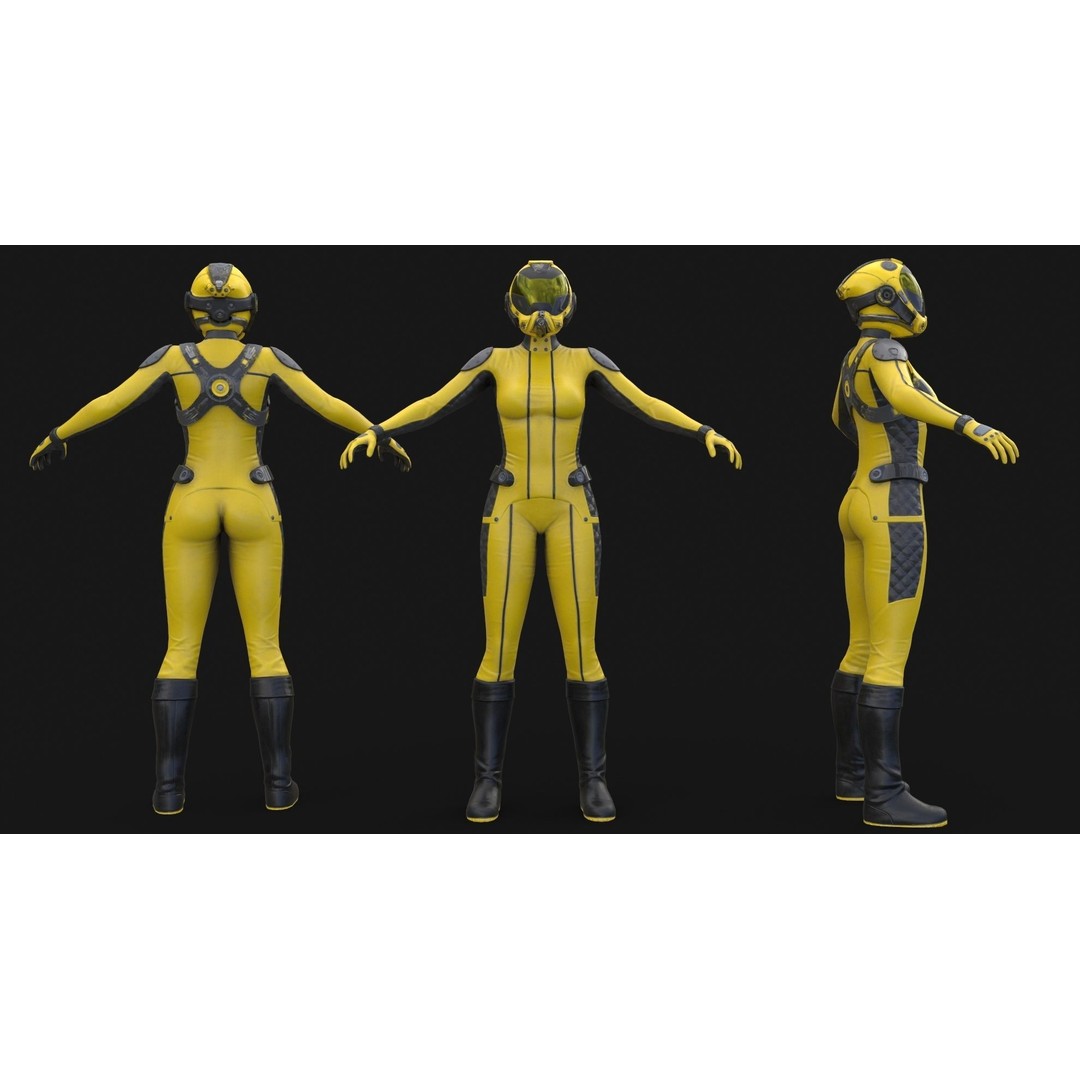 FX01 Female Sci-Fi Suit 3D Model – Low Poly Rigged Character, FBX - View 49