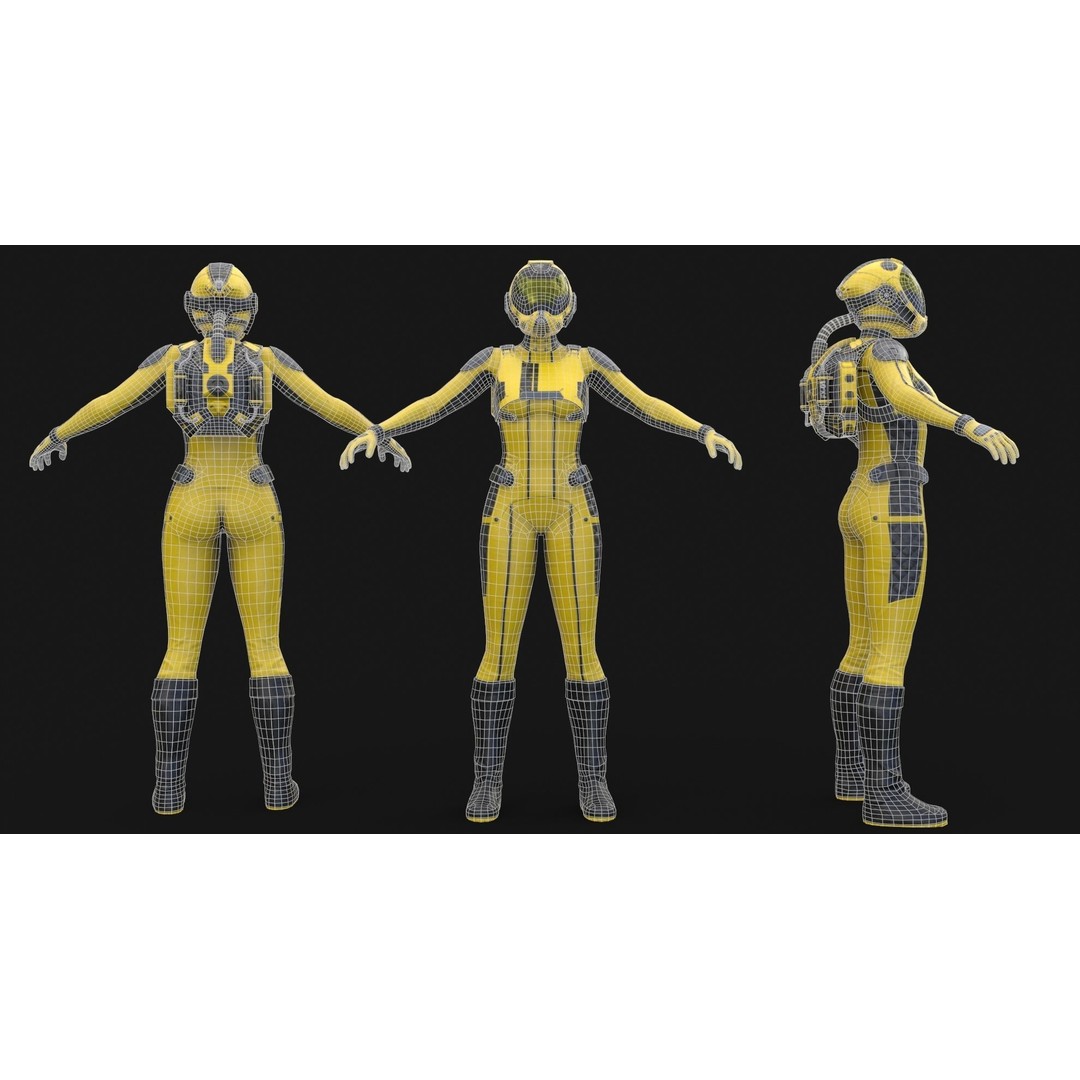 FX01 Female Sci-Fi Suit 3D Model – Low Poly Rigged Character, FBX - View 50