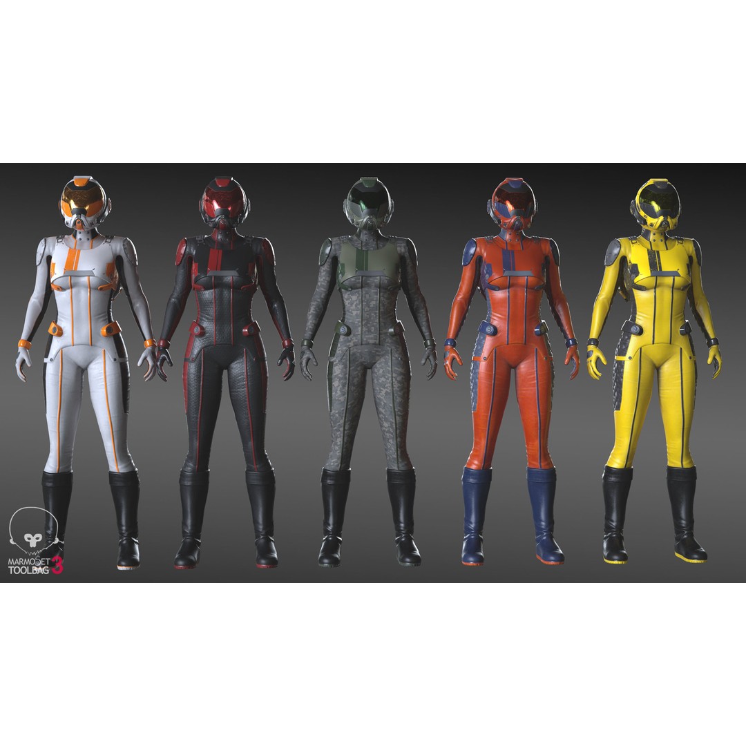 FX01 Female Sci-Fi Suit 3D Model – Low Poly Rigged Character, FBX - View 51