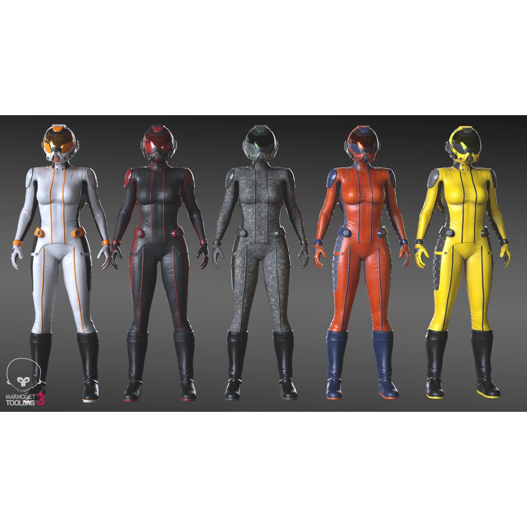 FX01 Female Sci-Fi Suit 3D Model – Low Poly Rigged Character, FBX - View 52
