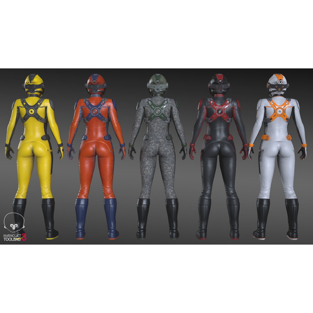 FX01 Female Sci-Fi Suit 3D Model – Low Poly Rigged Character, FBX - View 53