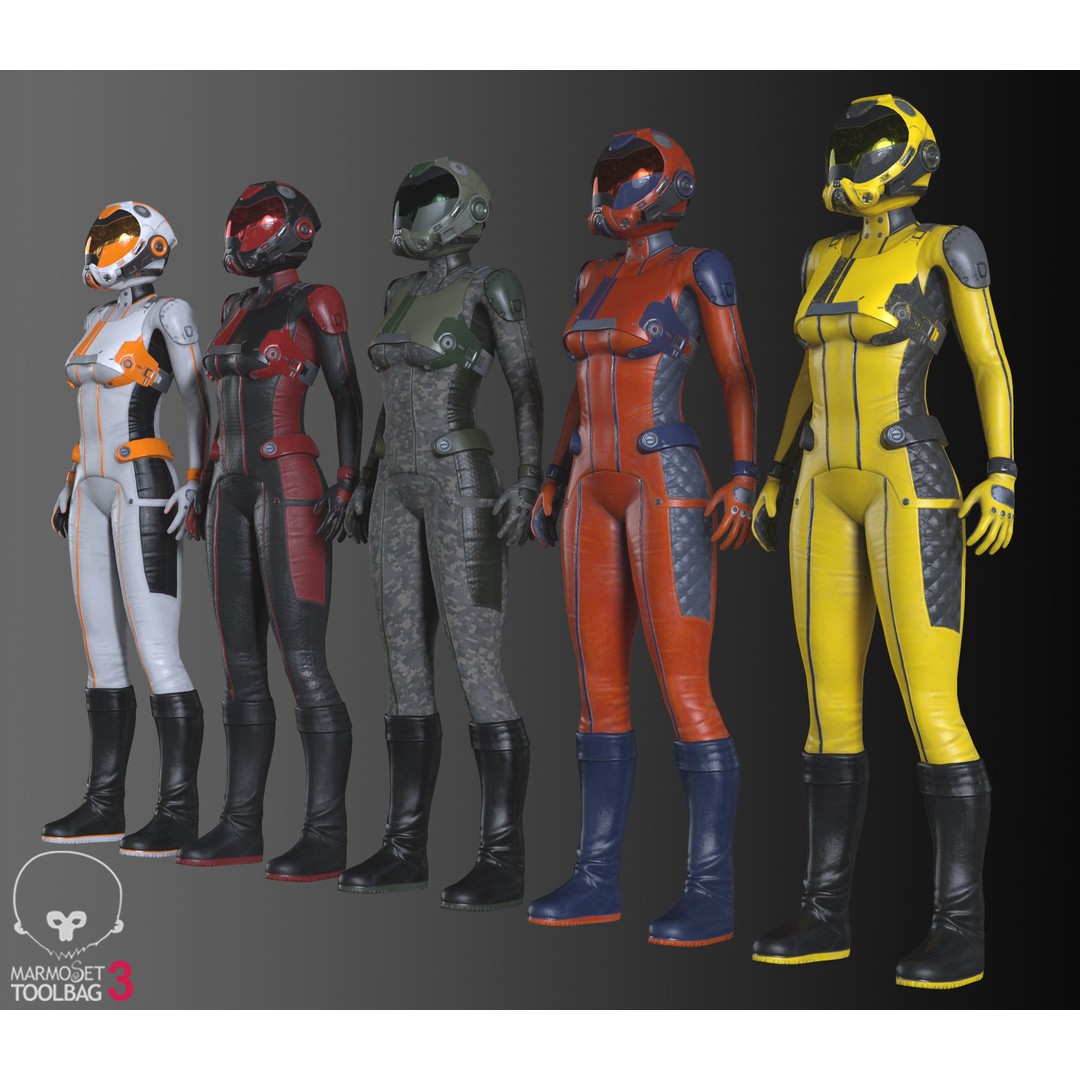 FX01 Female Sci-Fi Suit 3D Model – Low Poly Rigged Character, FBX - View 54
