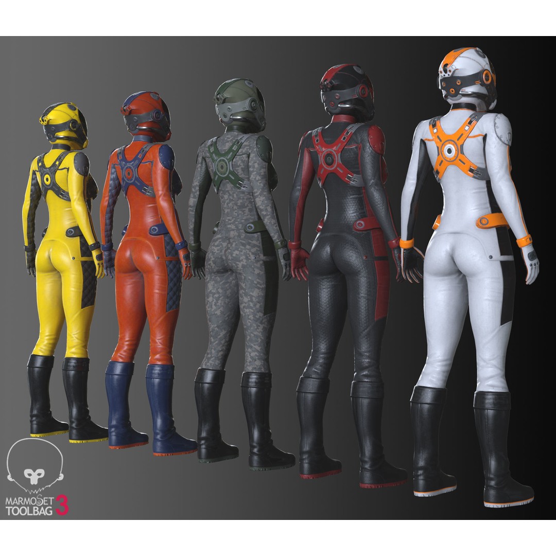 FX01 Female Sci-Fi Suit 3D Model – Low Poly Rigged Character, FBX - View 55