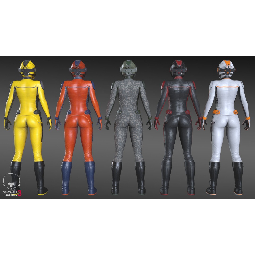 FX01 Female Sci-Fi Suit 3D Model – Low Poly Rigged Character, FBX - View 57