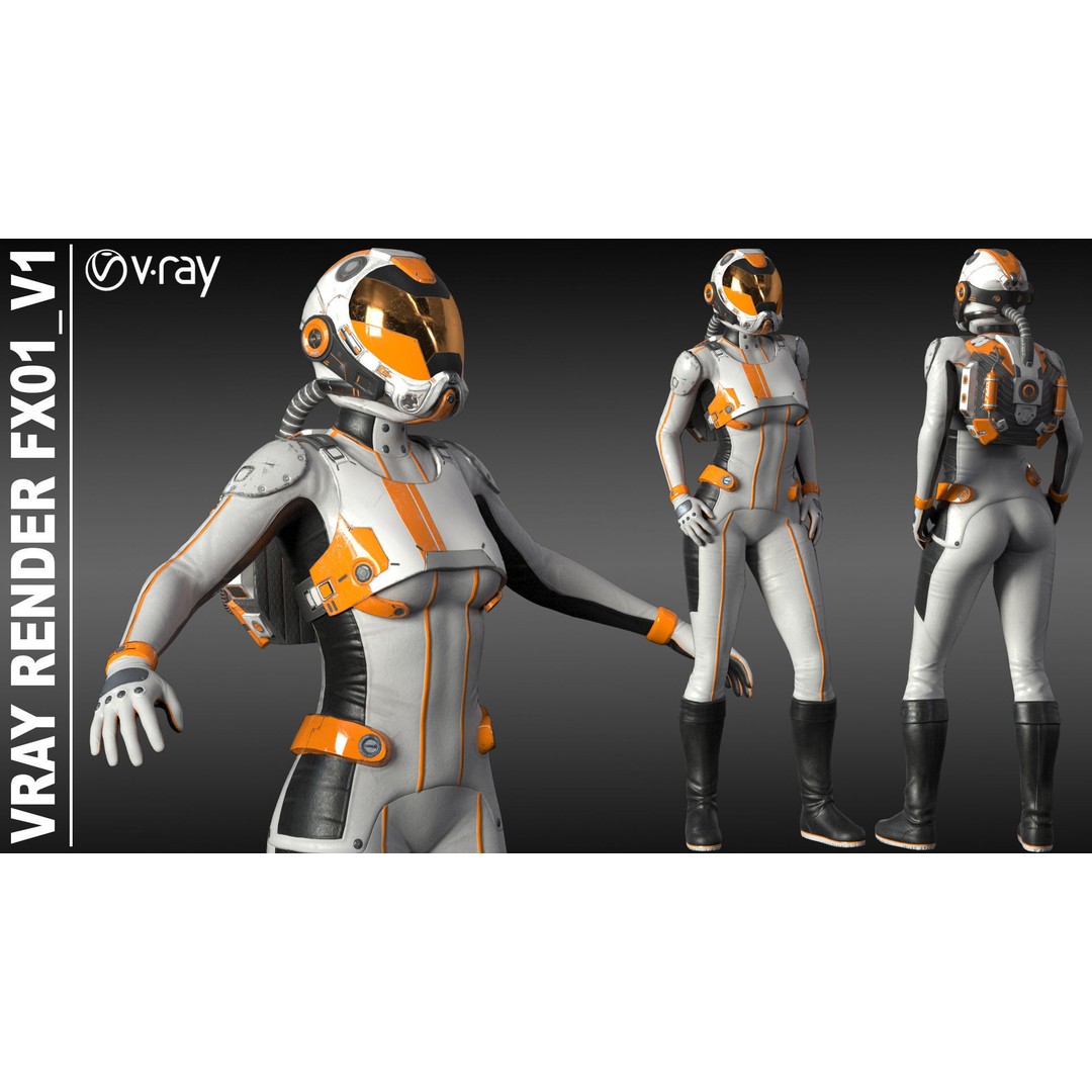 FX01 Female Sci-Fi Suit 3D Model – Low Poly Rigged Character, FBX - View 58