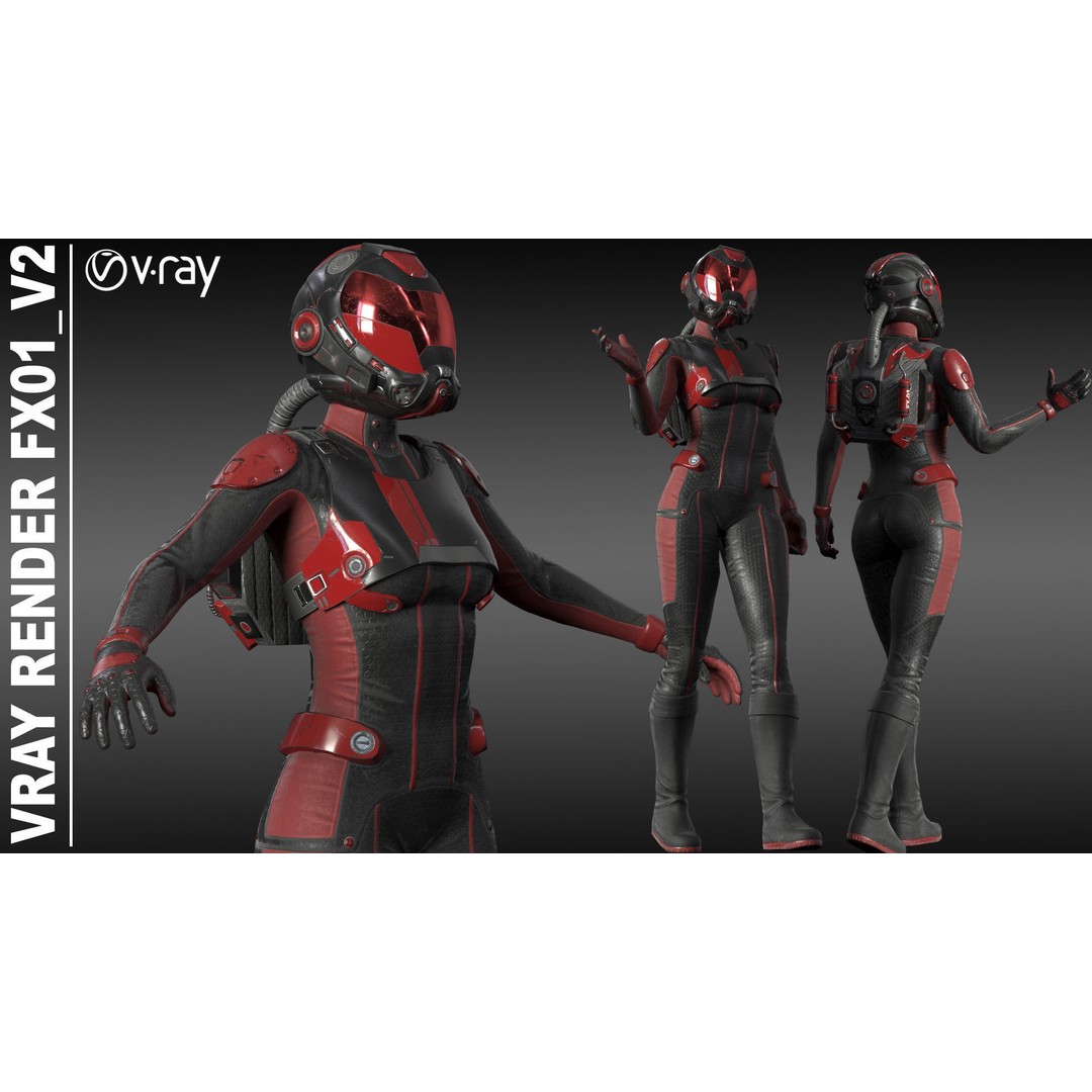 FX01 Female Sci-Fi Suit 3D Model – Low Poly Rigged Character, FBX - View 59