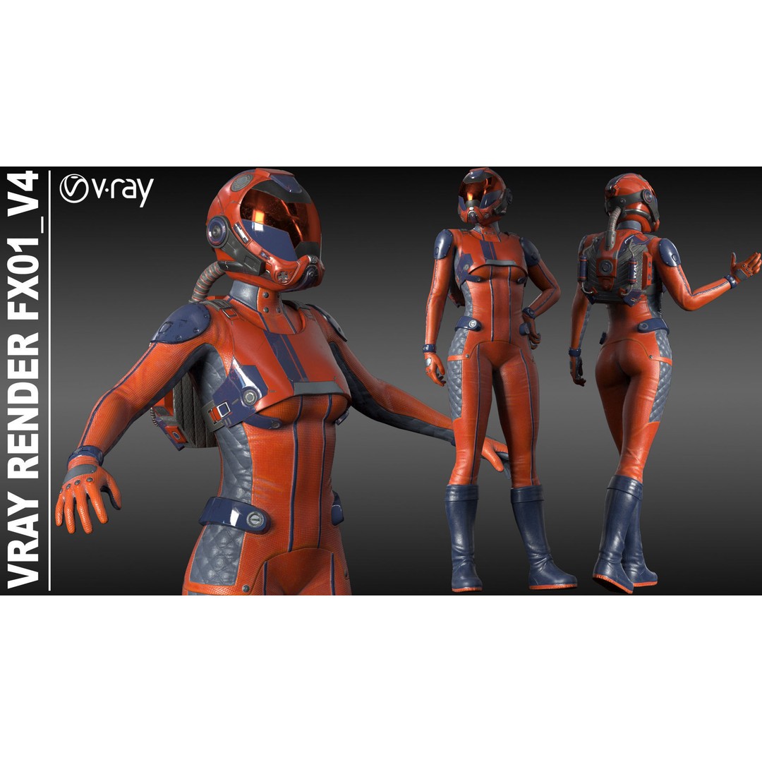 FX01 Female Sci-Fi Suit 3D Model – Low Poly Rigged Character, FBX - View 61