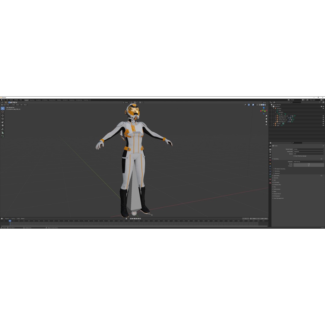 FX01 Female Sci-Fi Suit 3D Model – Low Poly Rigged Character, FBX - View 70
