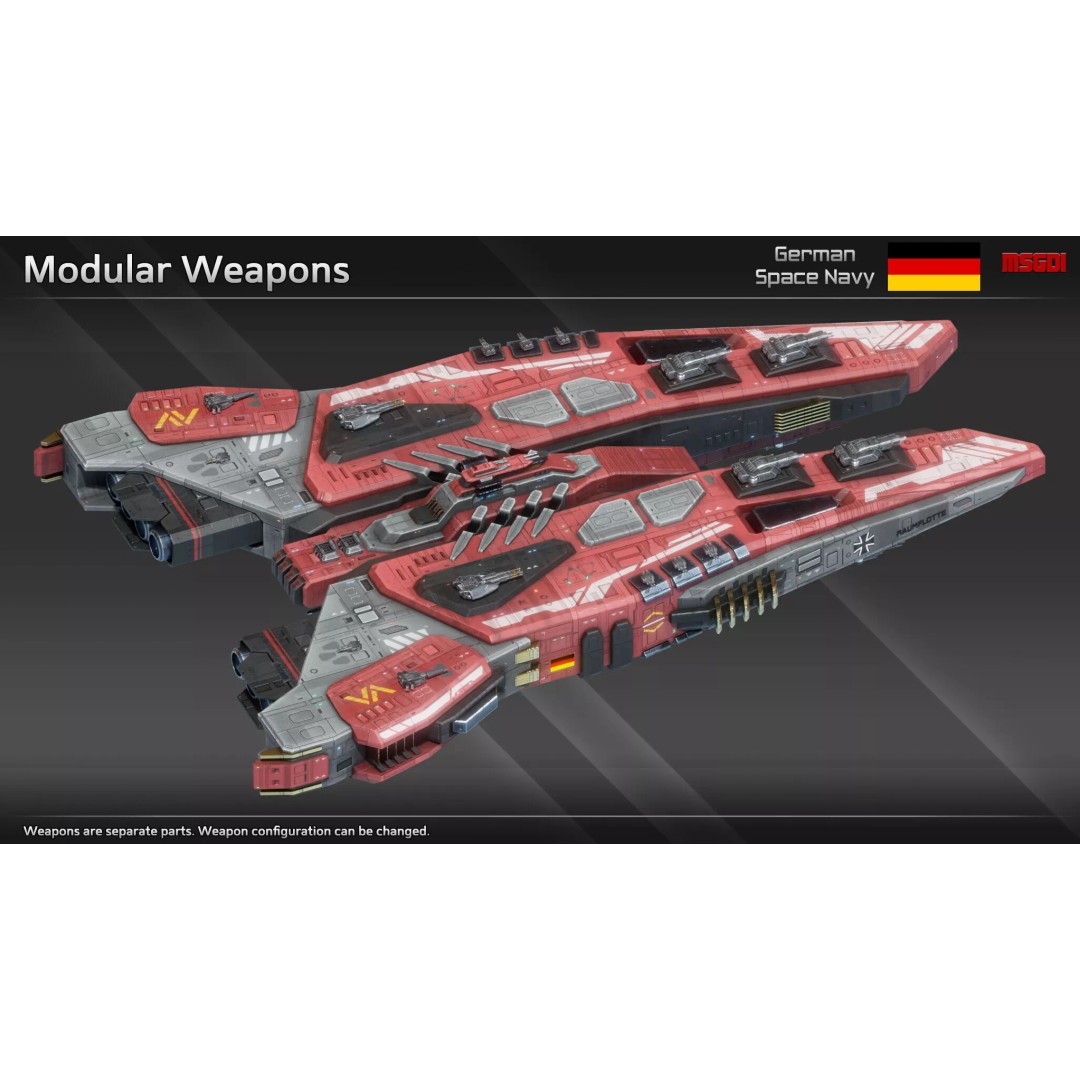 Krimhild Class Heavy Cruiser 3D Model – Low Poly Game Asset, FBX, OBJ - View 7