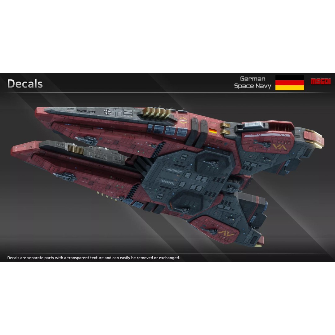 Krimhild Class Heavy Cruiser 3D Model – Low Poly Game Asset, FBX, OBJ - View 9