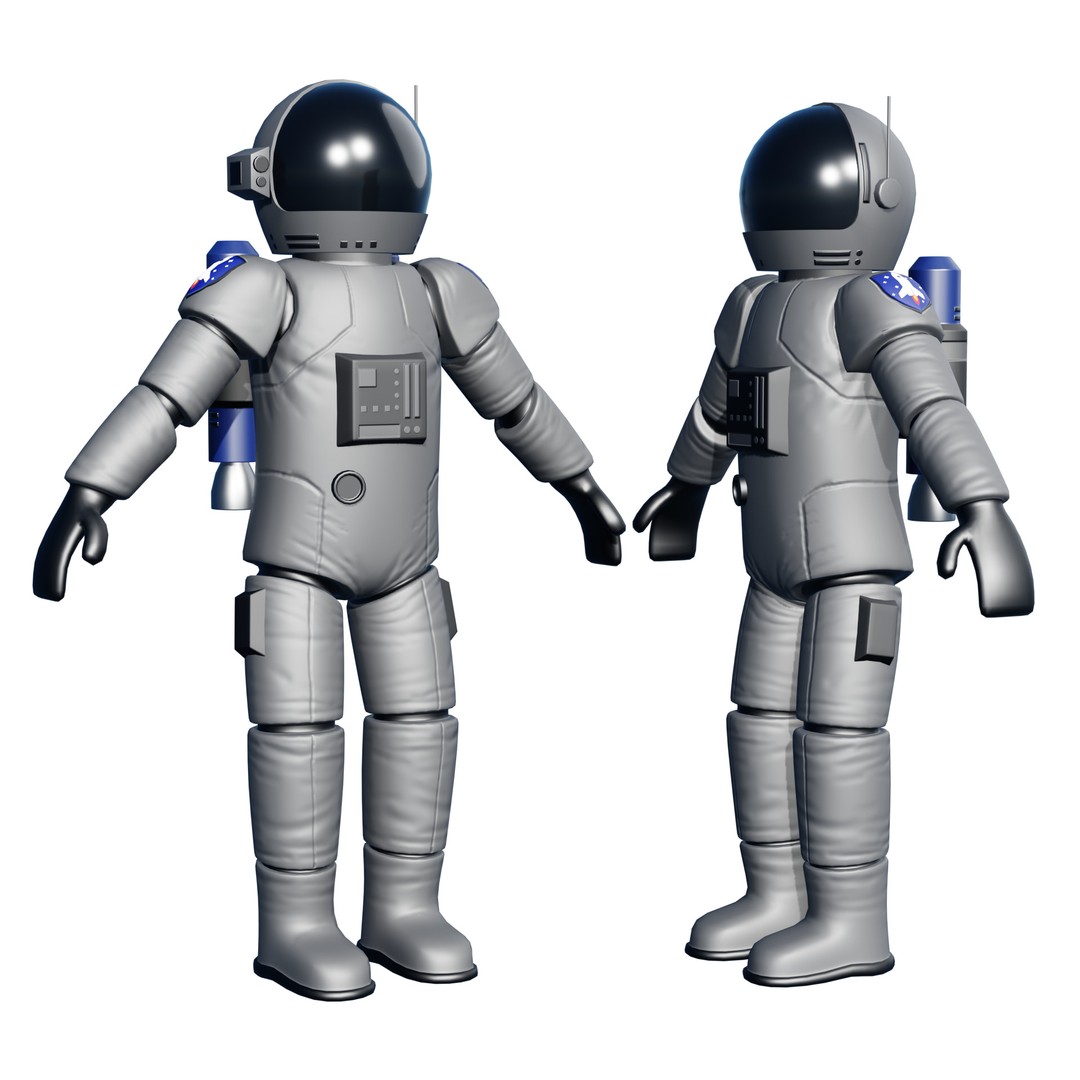 Stylized Astronaut 3D Model – Rigged Character for Blender, Game-Ready